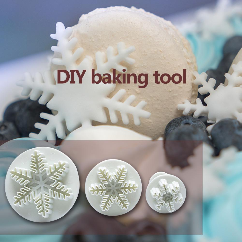 3pcs Snowflake Embossed Mould Fondant Cake Decoration Mold DIY Baking Tools