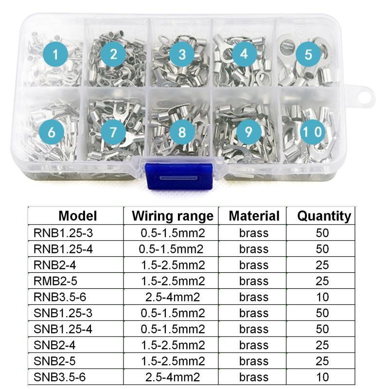 320PCS Non-Insulated Ring Fork Terminal Battery Cable Terminal High Conductivity