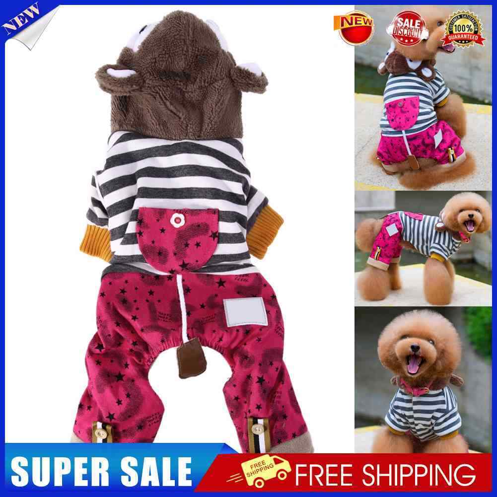 Winter Warm Dog Cotton Clothes Hoodie Four Leg Pet Coat Rose Red XXL-150903
