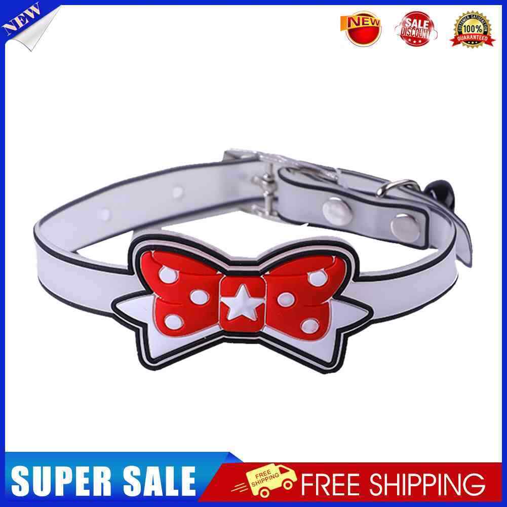 Pet Collar Silicone Night Safety Luminous Fluorescent Harness (Tie Red)