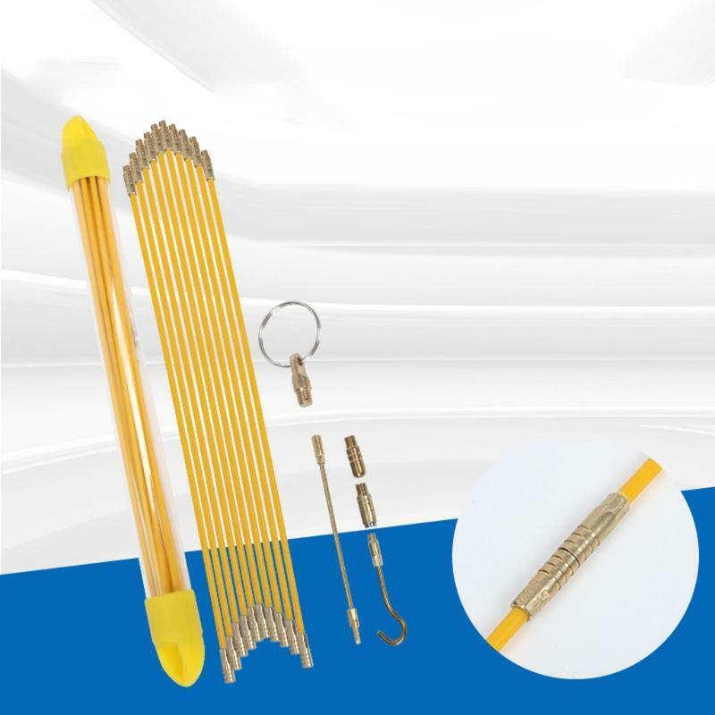 10Pcs/Set Pull Push Rods Cable Rods Fiberglass Cable Electrical Fish Tape Kit