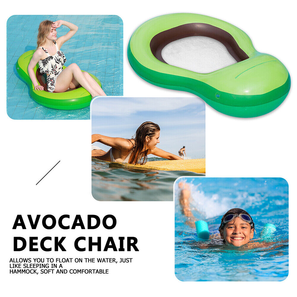 Inflatable Chair Pool Air Mattress Floating Bed Avocado Water Sport Lounger