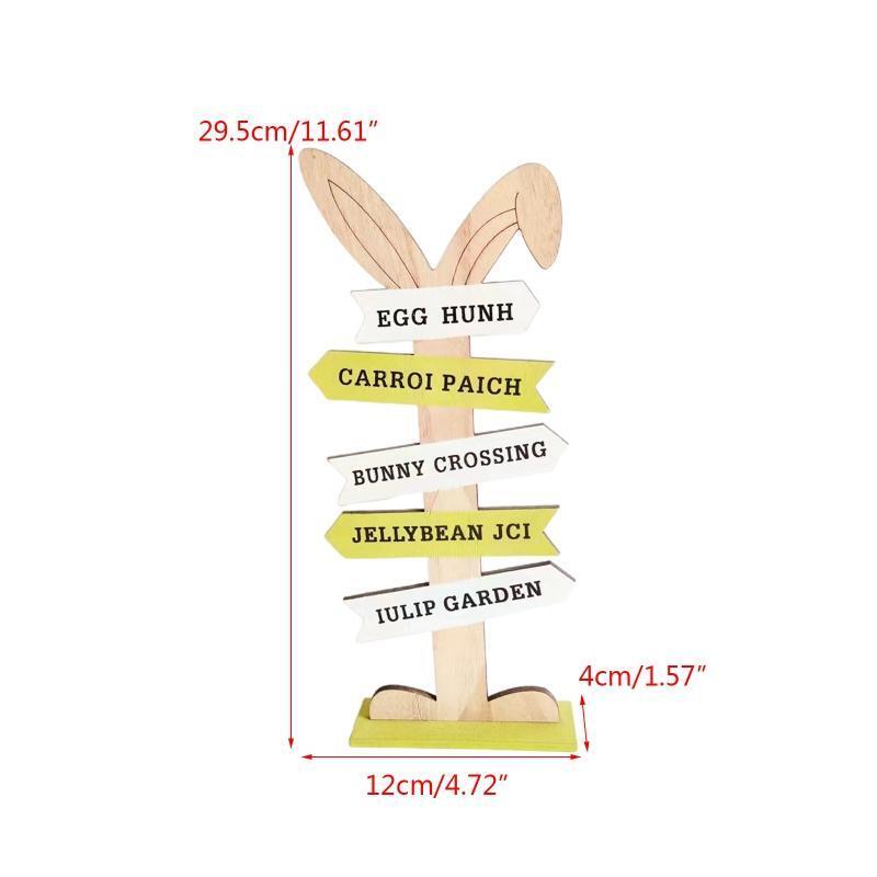 Easter Wooden Ornaments Cute Rabbit Bunny Decorations Wood DIY Craft Spring Sign