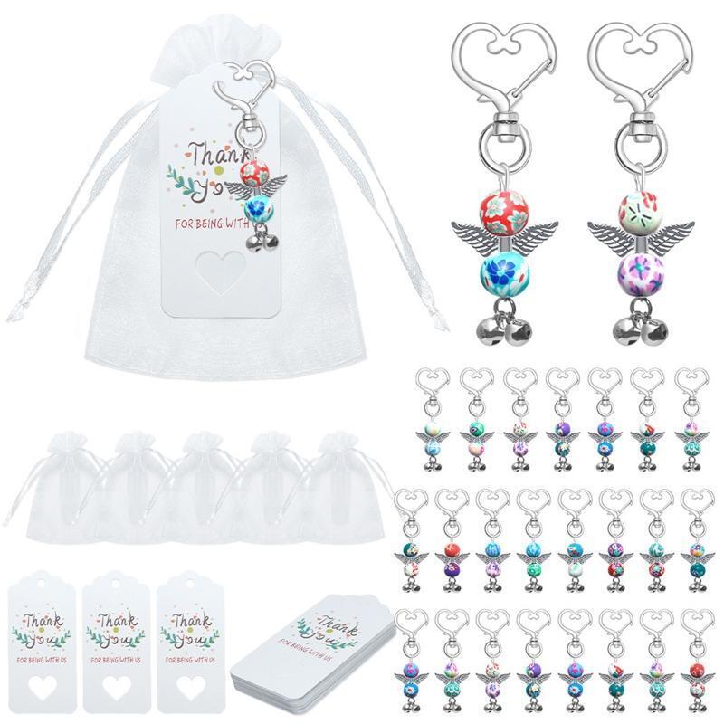 Thank You Tag Guardian Angel Keychains Yarn Bag 24 Sets DIY Ornament
