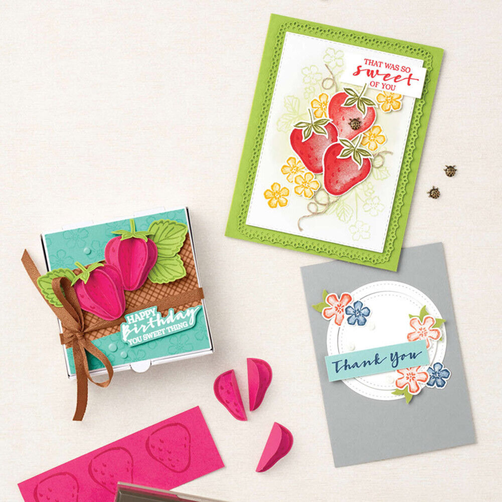 Strawberry Leaf Flower Cutting Dies Silicone Clear Seal Stamp for Album (C)