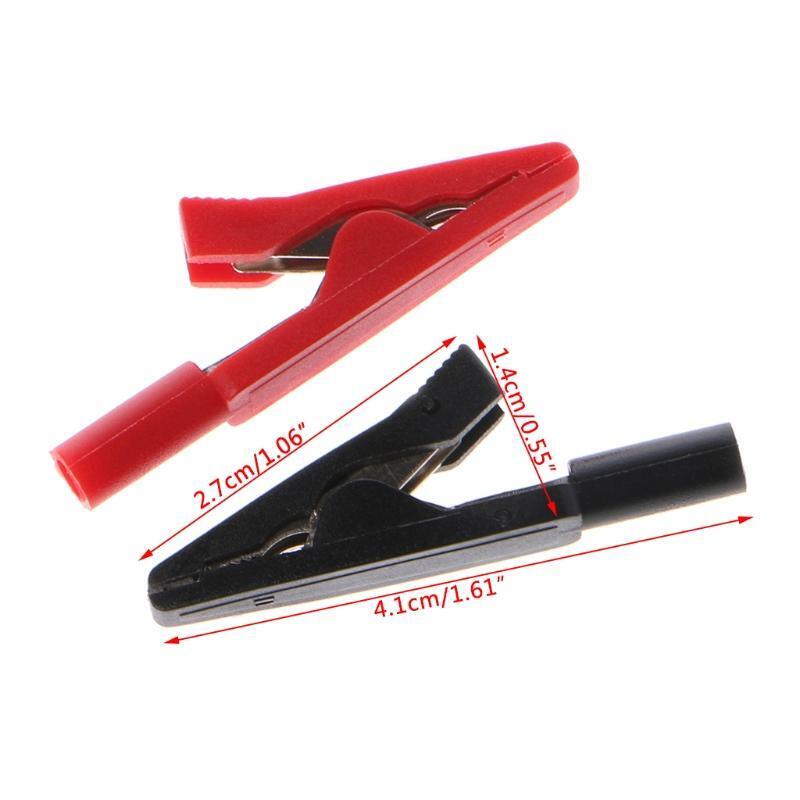 2 Pcs Insulated Alligator Clip 2mm Banana Female Adapter Meter Test Probe Black