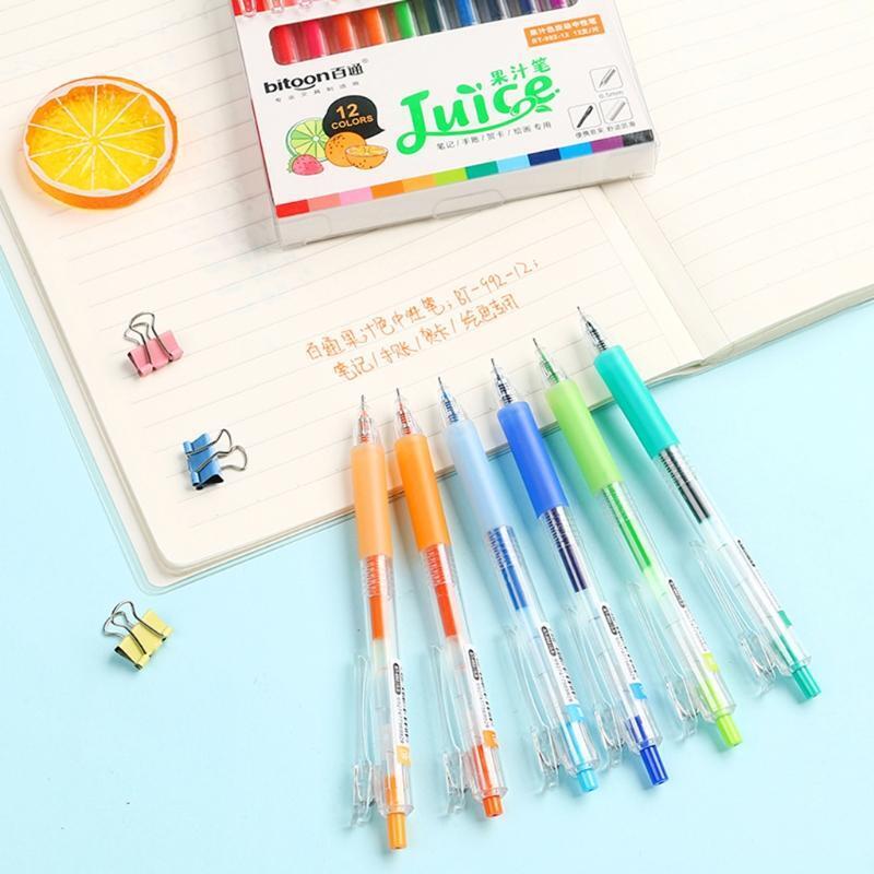 12 Pcs Cute Candy Color Retractable Gel Pen 0.5mm Gel Pen for Students Gift