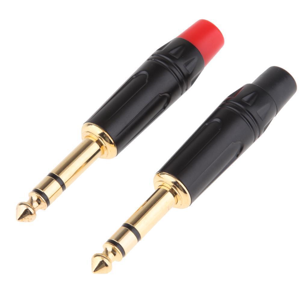 2x 6.5 Mm 3 Pole Repair Microphone Audio Solder Socket Connector