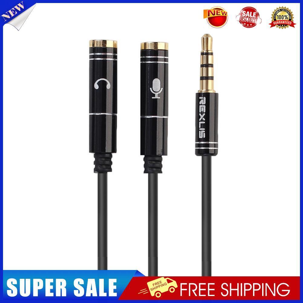 3.5mm Male to Headphone+Mic Audio Splitter Cable for Phone PC Tablet