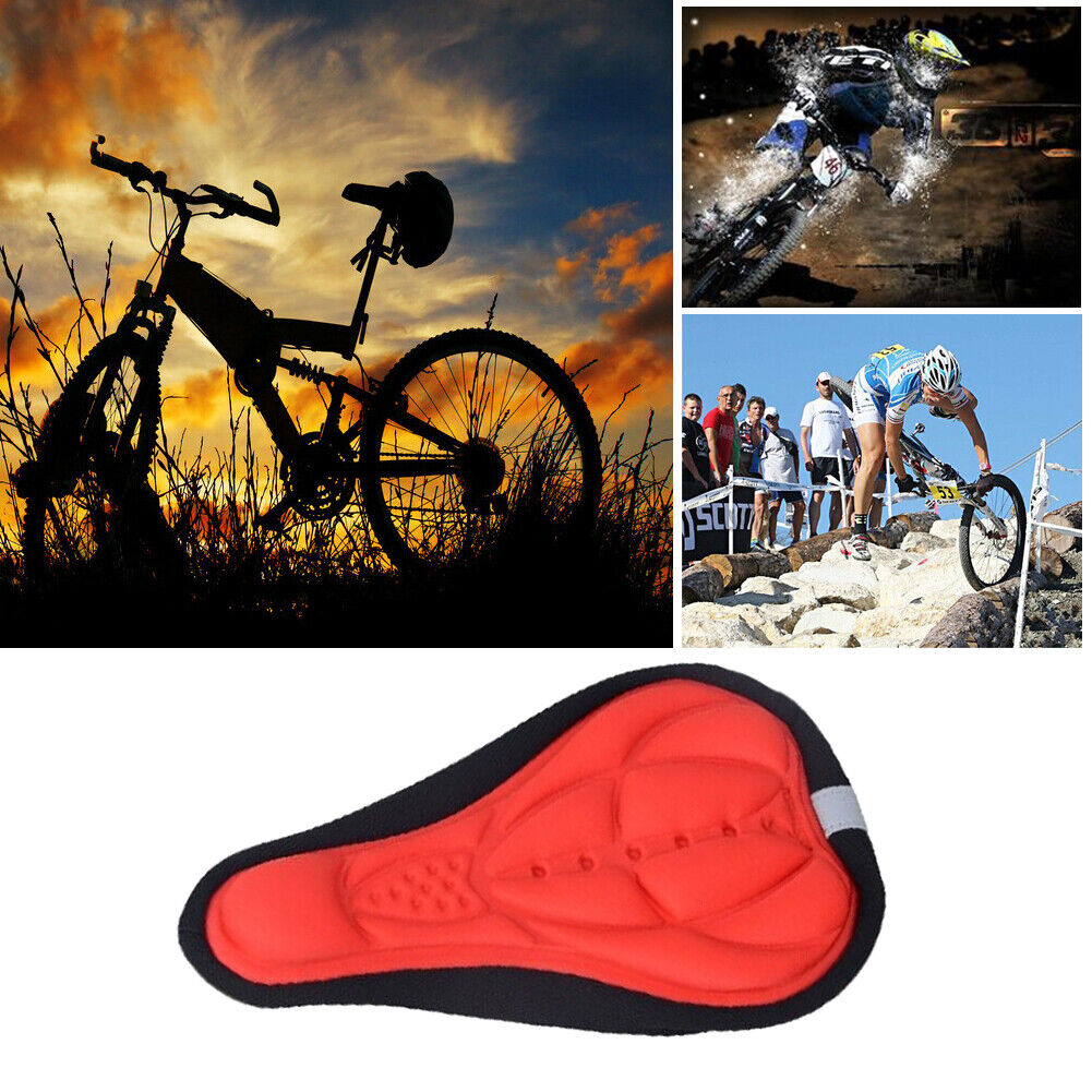 Bike Silicone Saddle Seat Cover Silica Gel Cushion Soft Pad Red