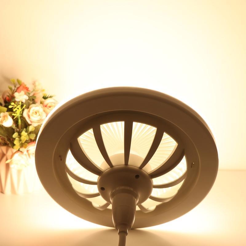 E27 AC Timing Ceiling Fan with Dimmable LED Light Remote Control for Living Room