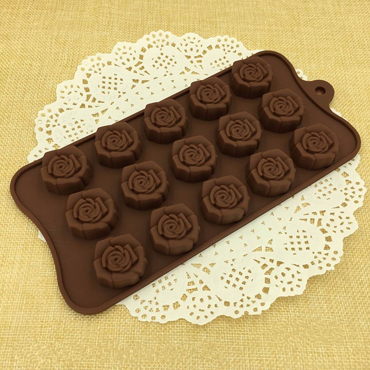 15-Cavity Silicone Flower Rose Chocolate Cake Soap Mold Baking Ice Tray Mould