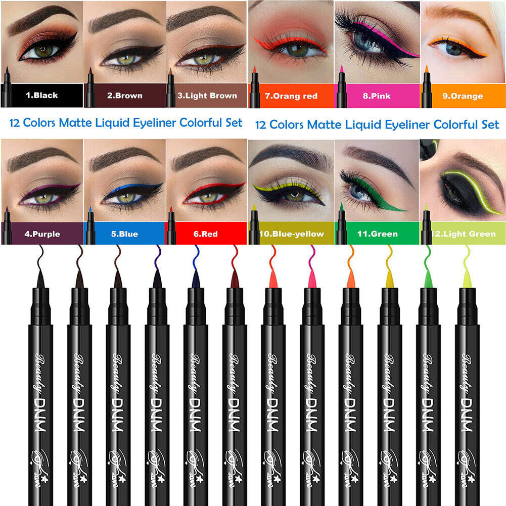 12pcs Waterproof Color Liquid Eyeliner Pencils Long Lasting Eye Liner Pen
