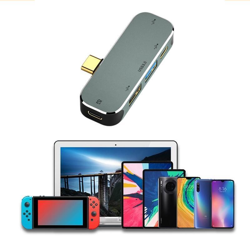 Type C Hub 5 Ports Aluminum Alloy USB Hub 3.0 2.0 Extended Type C Adapter