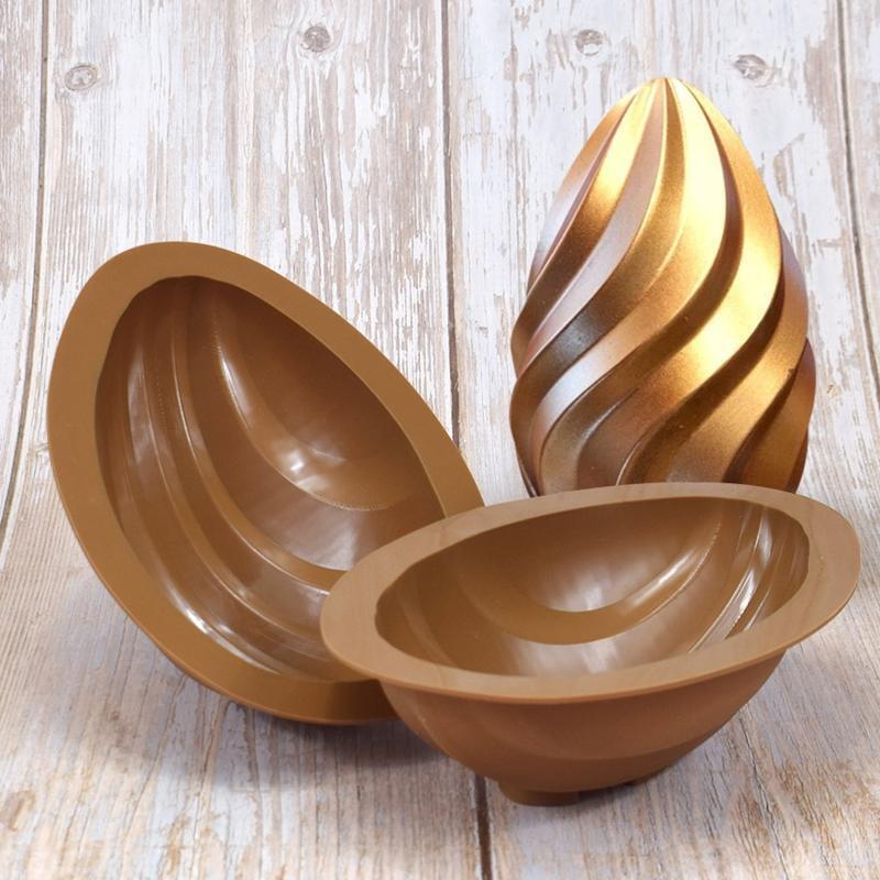Set of 2 Silicone Half Water-patterned Egg Shaped Silicone Moulds Fondant Moulds