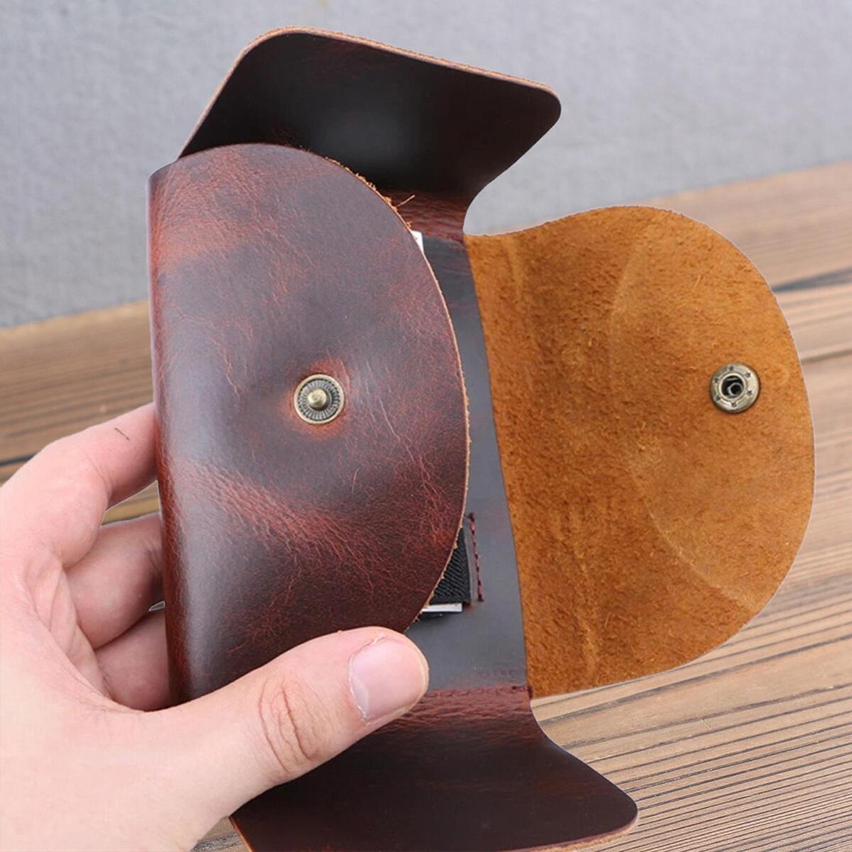 Leather Shaving Protective Case Hygienic for shaver Blades Nail Clipper Men
