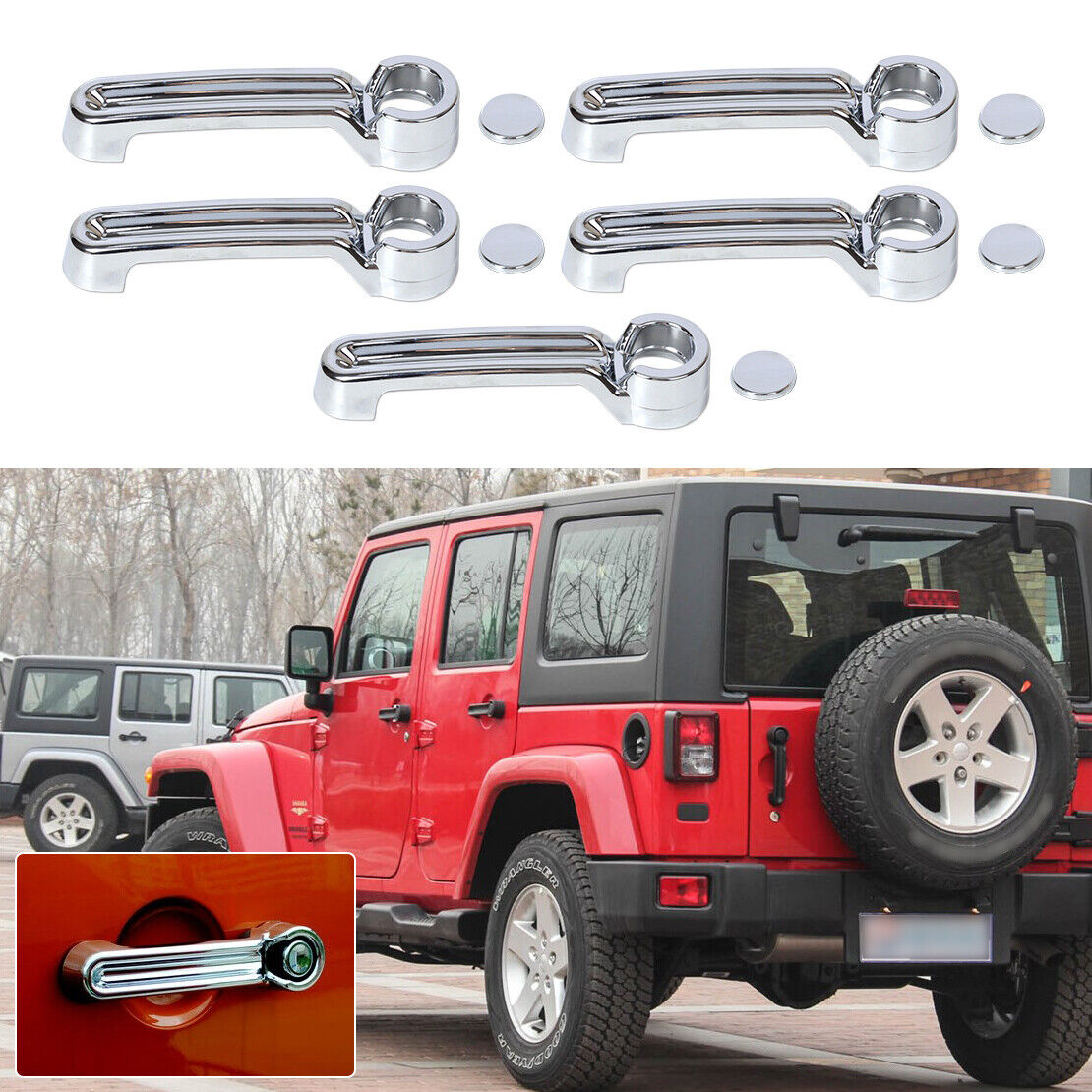 5x Chrome Door Handle Cover Trim fit for JEEP Wrangler JK Liberty Dodge 07-15 Li