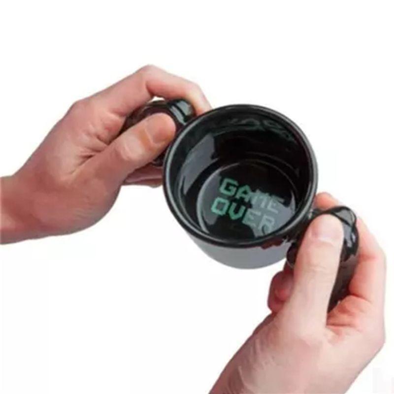 Personalized Creative Gamepad Shape Coffee Cup "Game Over" Letter Print Bottom