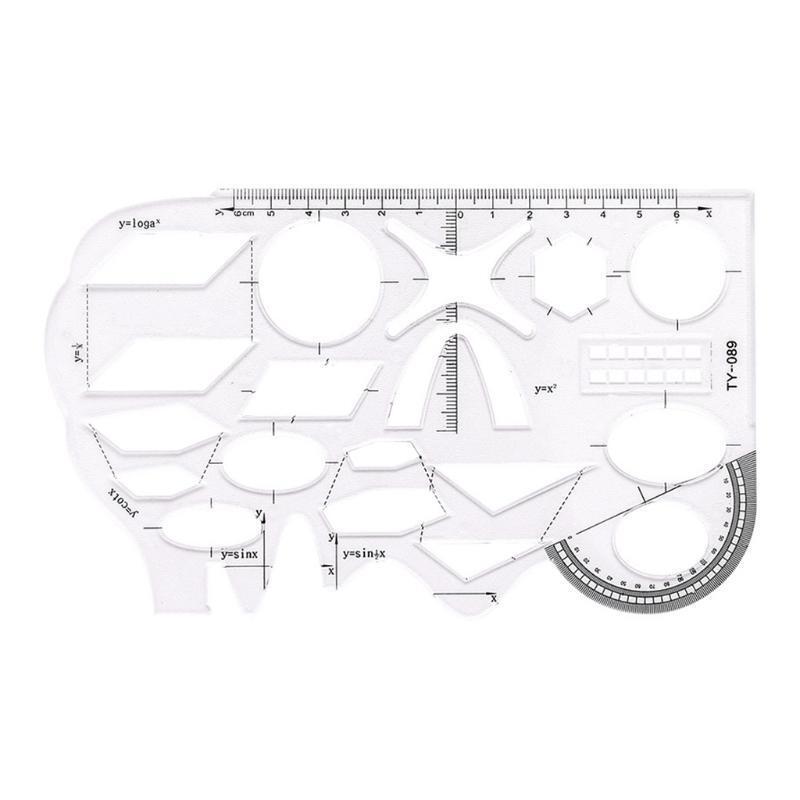 1 Pc Multifunctional Geometric Ruler 7.56x4.53in with Protractor for Geometry
