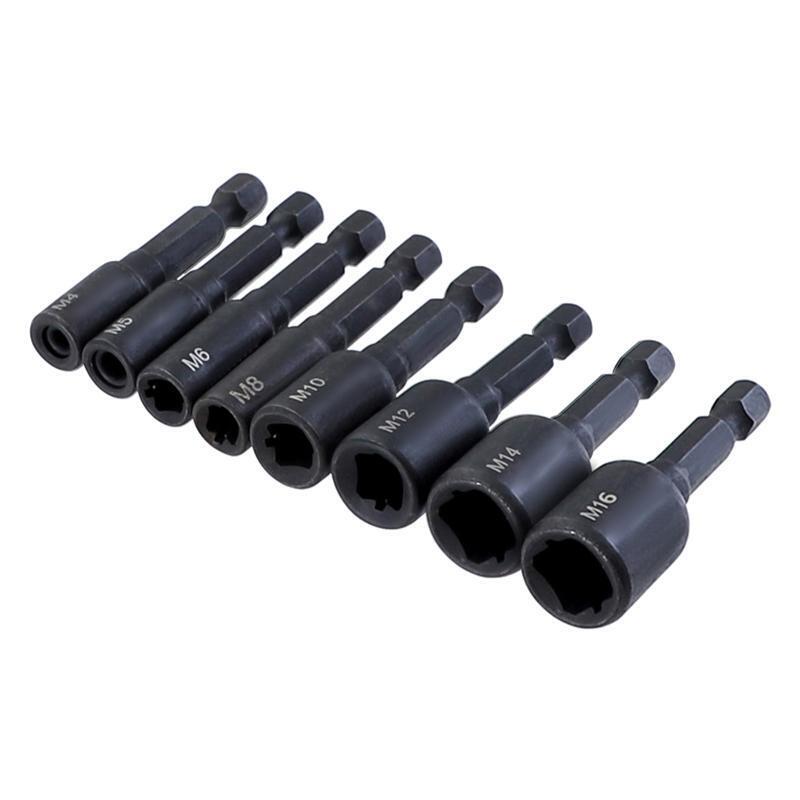 8 Pcs Tap Die Socket Adapter 1/4" Hex Shank Metric Screw Tap Wear Resistance