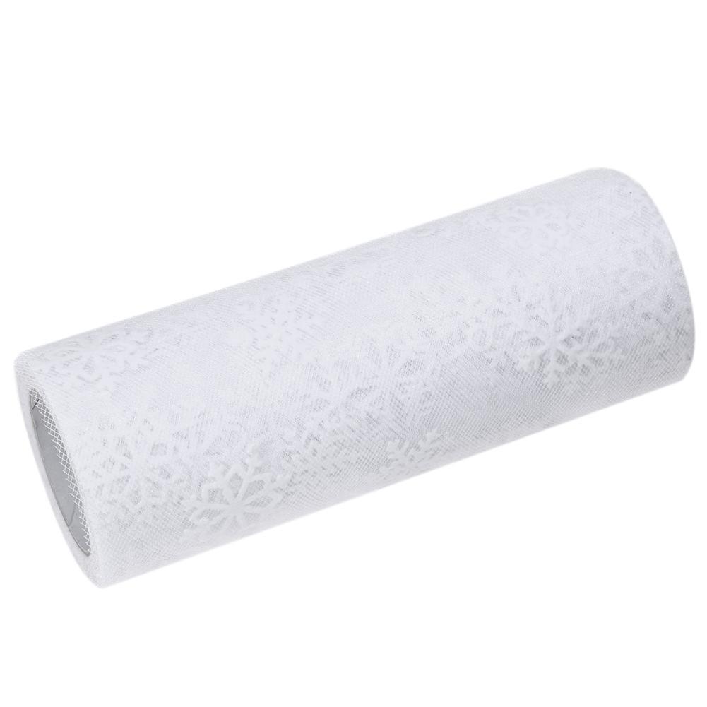 10 Yards Glitter Snowflake Tulle Roll DIY Crafts Wedding Party Decor(White)