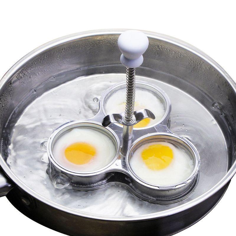 Stainless Steel Egg Poacher 3 Grid Steamer Eggs Boiler Multi Function Gadgets