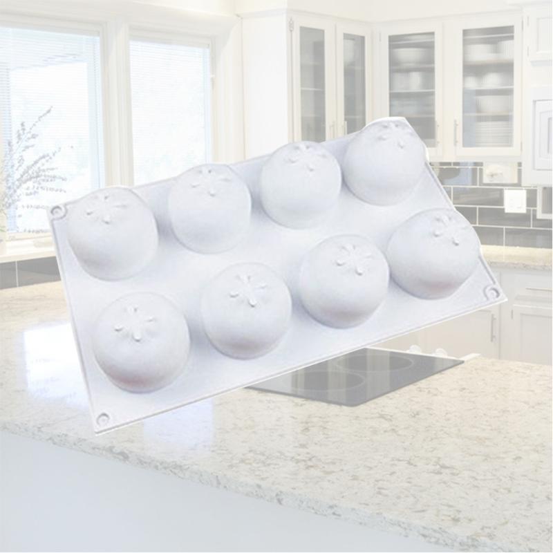 8 Cavity Orange Shape Mousse Cake Baking Molds Non-stick Silicone Chocolate Tray