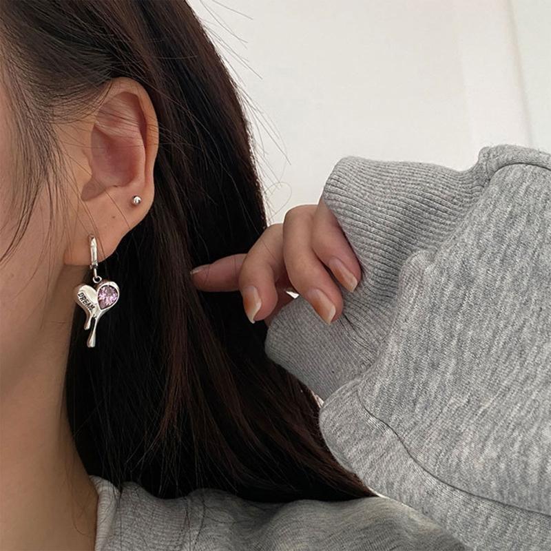 Irregular Zircon Lava Love Earrings Hip-hop Style Personality Melting Ear Buckle