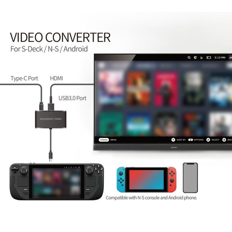 1080P HDMI-Compatible for Switch/Steam Deck TV Video Adapter  Converter Portable