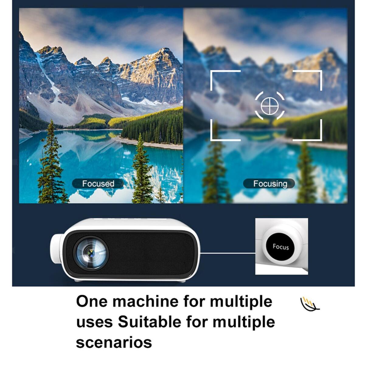 Fityle Portable Mini Projector 1080P 80'' with LED HDMI AV USB AUX 3.5mm US
