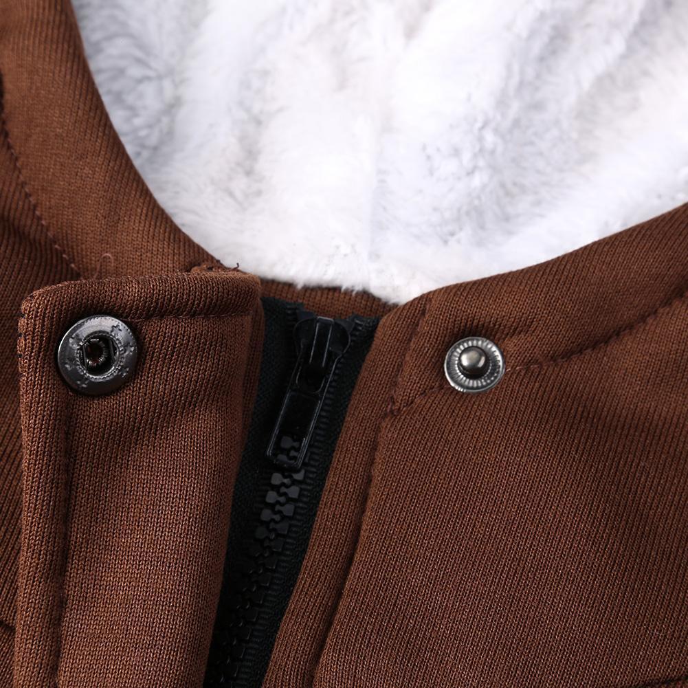 Thicken Solid Hooded Trench Coat Horn Buckle Women Outerwear (Coffee L)