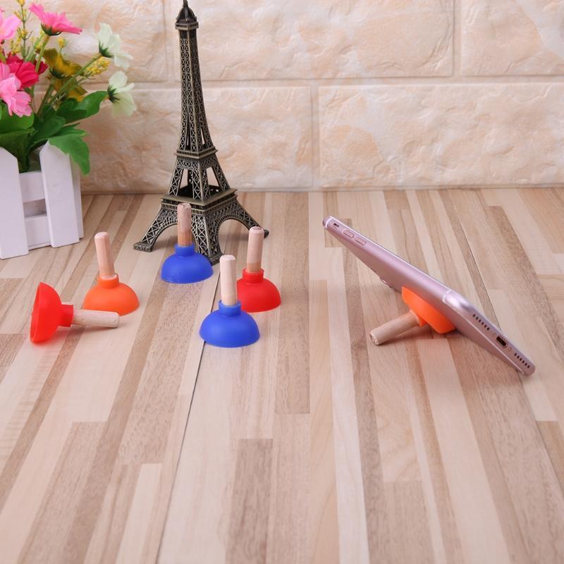 Mini Colorful Toilet Shape Plunger Holder Sucker Stand For Mobile Phone PSP