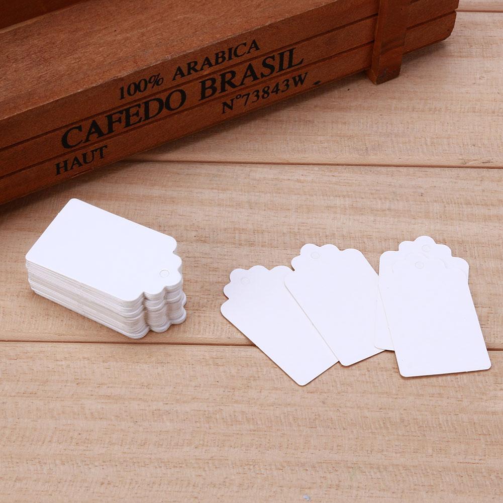 100pcs Blank Label Cards Kraft Paper Wedding Gifts DIY Hanging Tag(White)