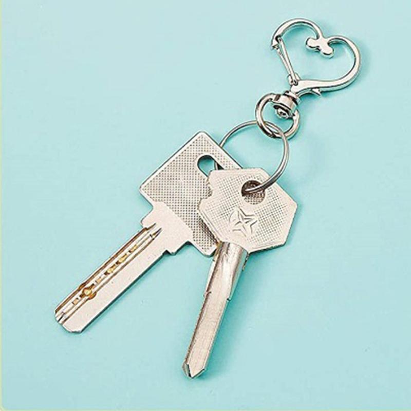 DIY 60x Lobster Heart Shape Claw Clasps Key Ring Chain Metal Lanyard Gift Family