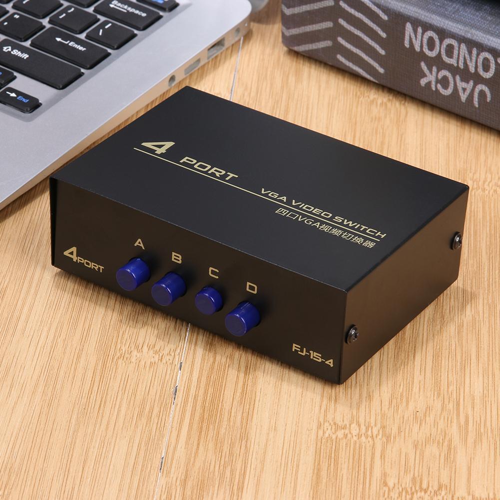 130MHz 1 to 4 Monitor Switch VGA Video Splitter Converter Adapter Box