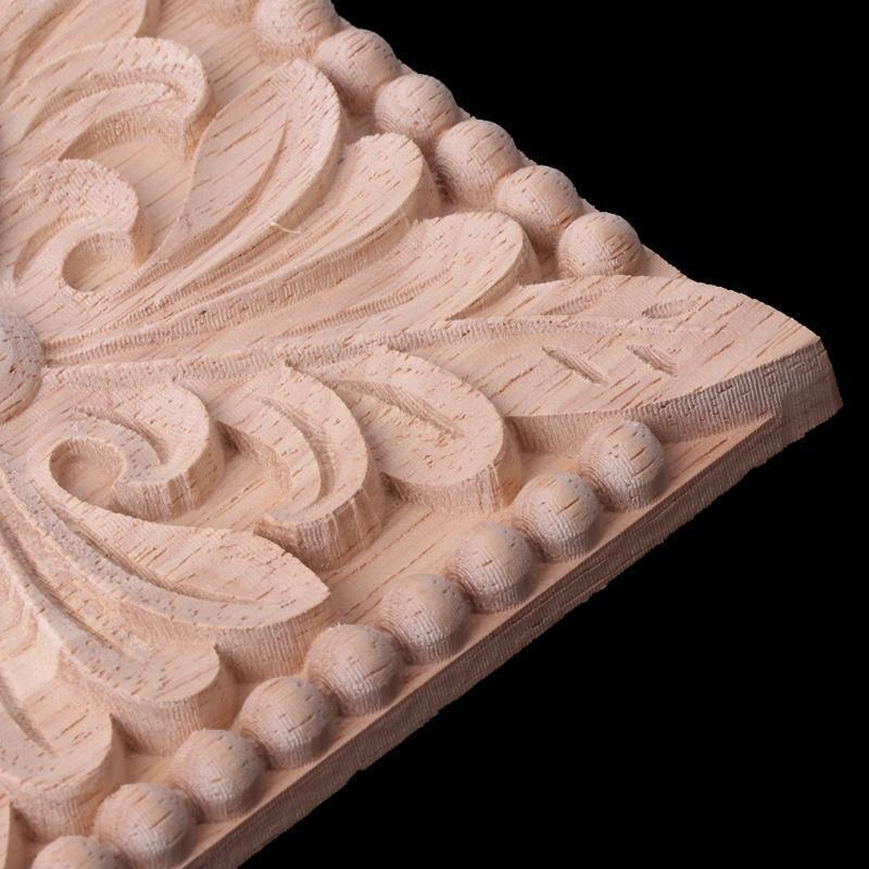 Flower Wood Carved Corner Onlay Applique Furniture Unpainted Cabinet Decoration