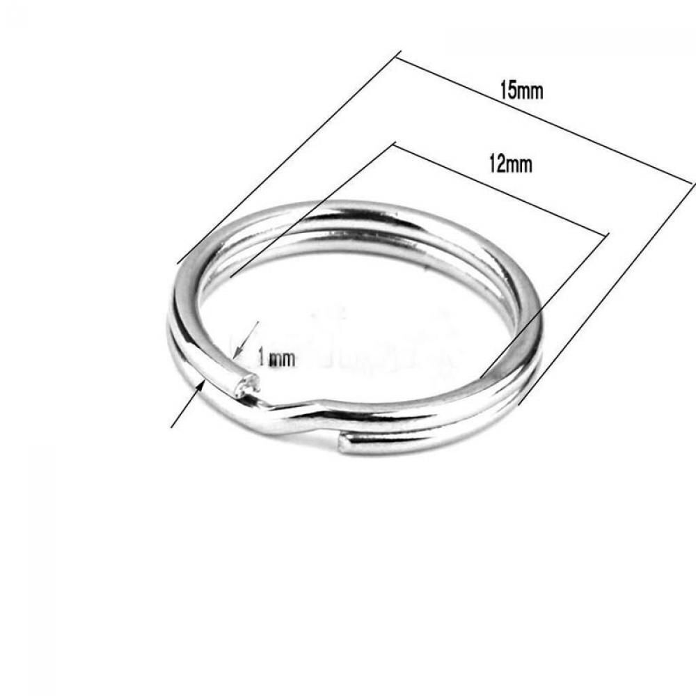 15mm Pocket Clasps Connectors Loop Hoop Split Key Ring KeyChain Stainless Steel