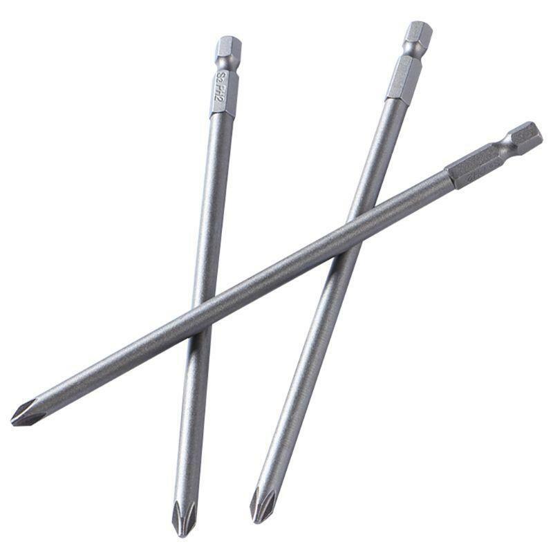 10PCS 1/4'' 150MM Length S2 Steel Magnetic Screwdriver Bits Cross Head PH2 Bit