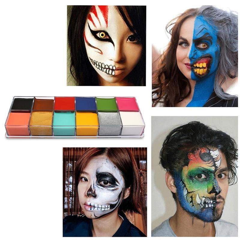 12 Colors Face Body Painting Art Non Toxic Safe Oil Paint Halloween Party Fancy