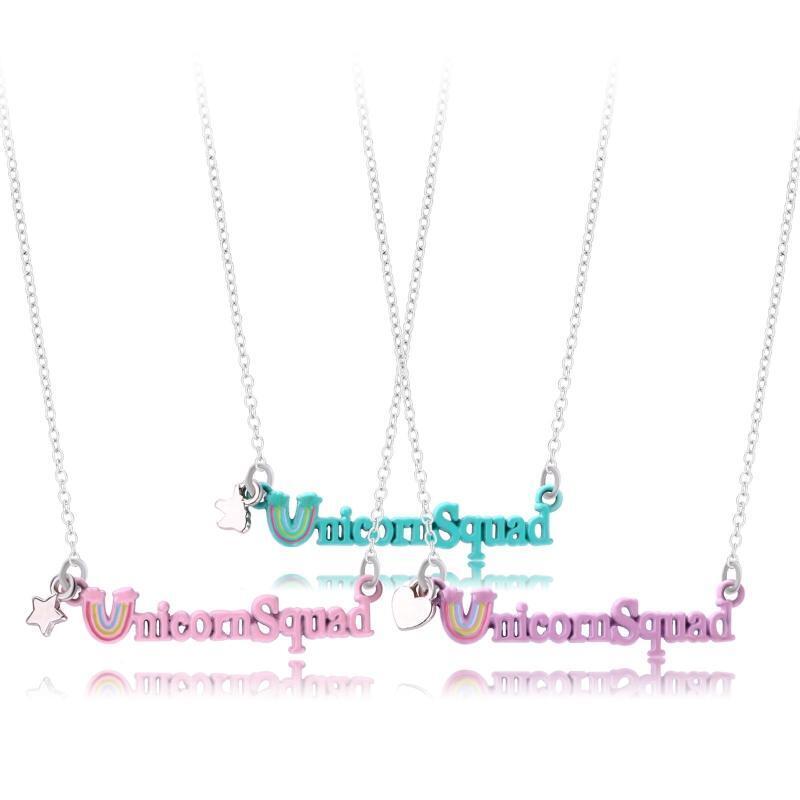 Candy Color Cartoon Letter Necklace for Women Rainbow Pendant Drip Oil Y2K Girl