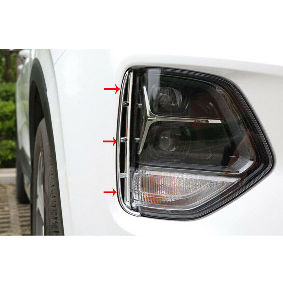 Chrome Headlight Lamp Air Inlet Cover Trim Fit For Hyundai Santa Fe 2019-2020