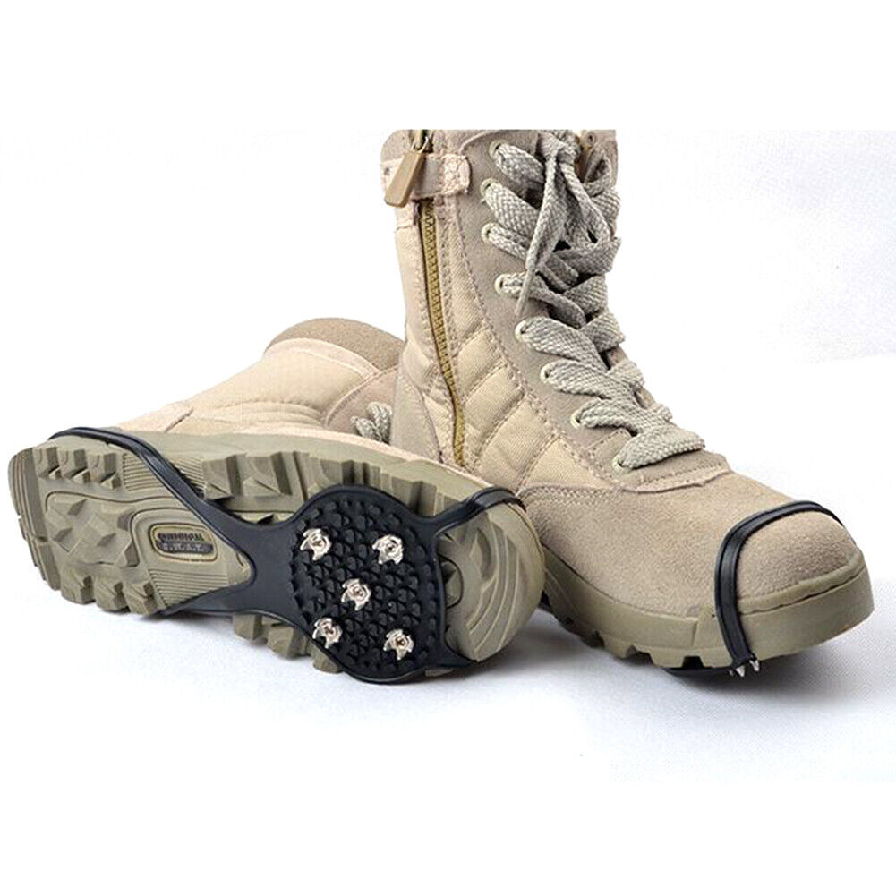 5 Spikes Ice Cleats Anti-Slip Ice Walking Hiking Grip Crampons (Black)