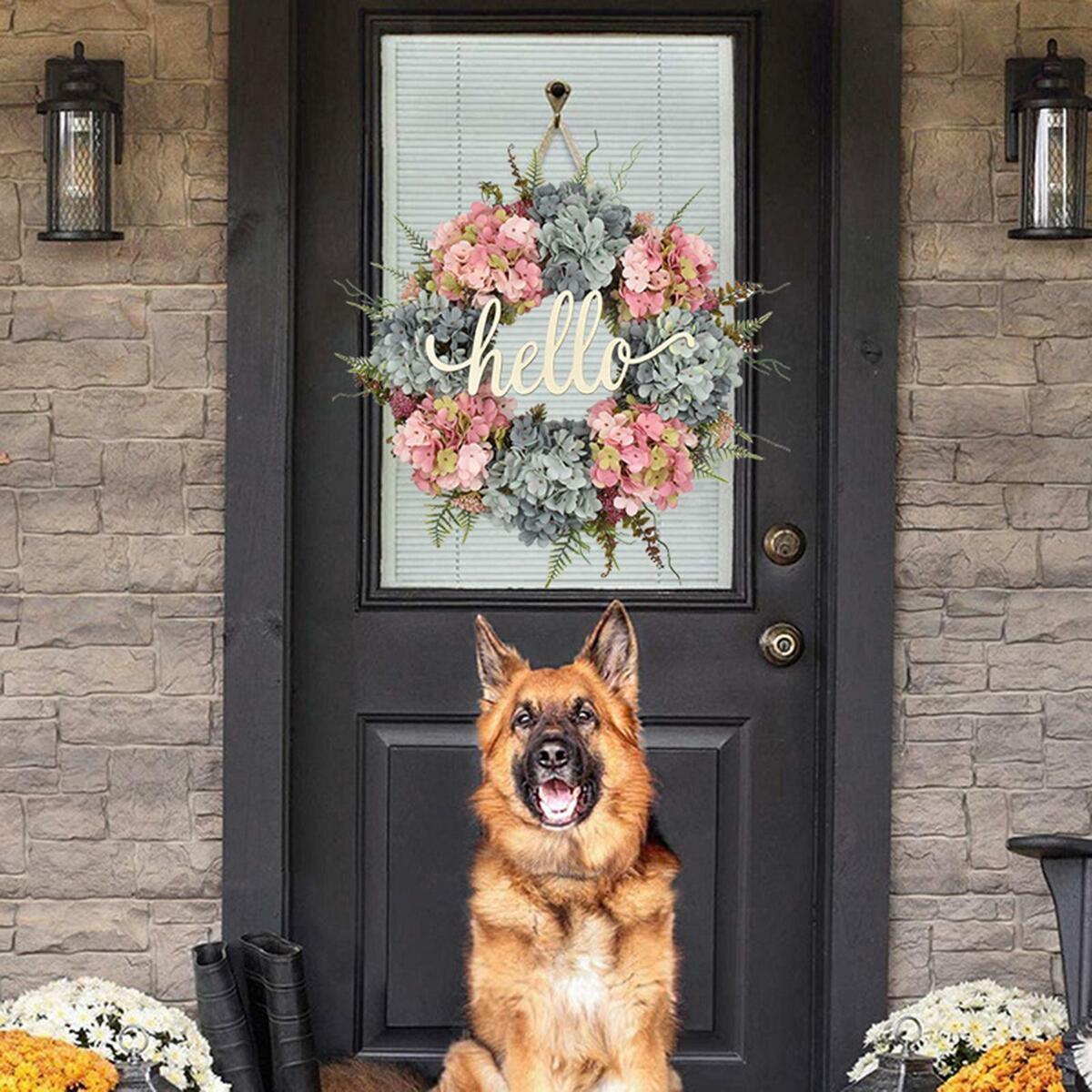 20in Romantic Hydrangea Wreath Garland for Front  Hanging Wall Wedding
