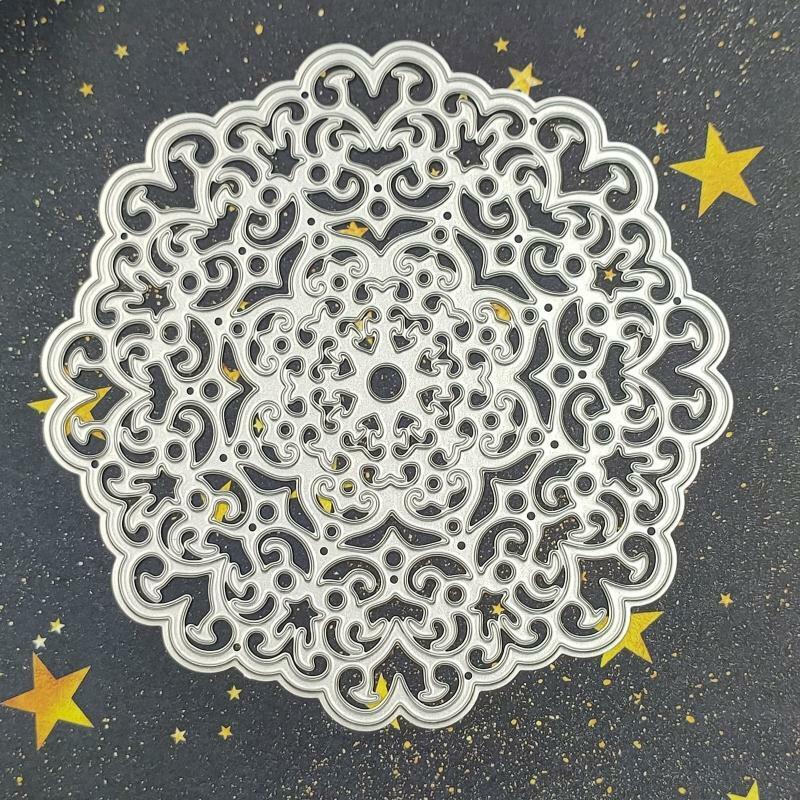 4Inch Metal Hollow Mandala Flower Cutting Dies Stencil DIY Scrapbooking Template
