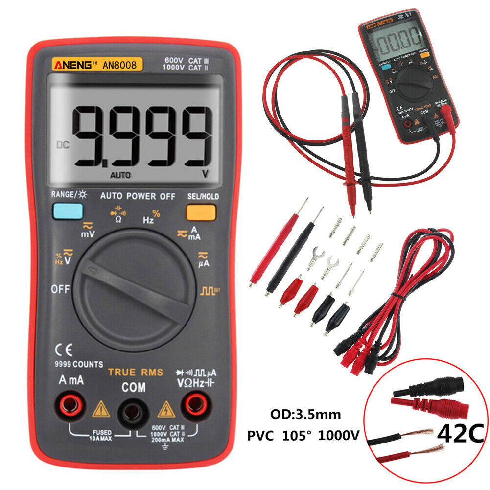 AN8008 True-RMS Digital Multimeter 9999 Counts Square Wave Voltage Ammeter