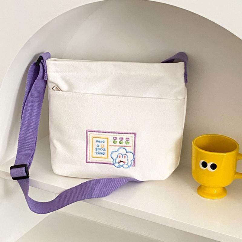 Cartoon Printed Messenger Bag Small Canvas Shoulder Bag Crossbody Bag for Girls