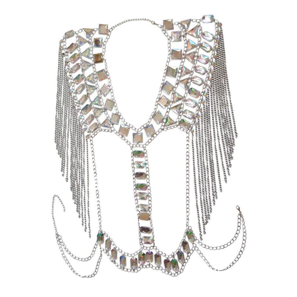 Fashion Tassel Crystal Shoulder Body Chain Harness Necklace Jewelry