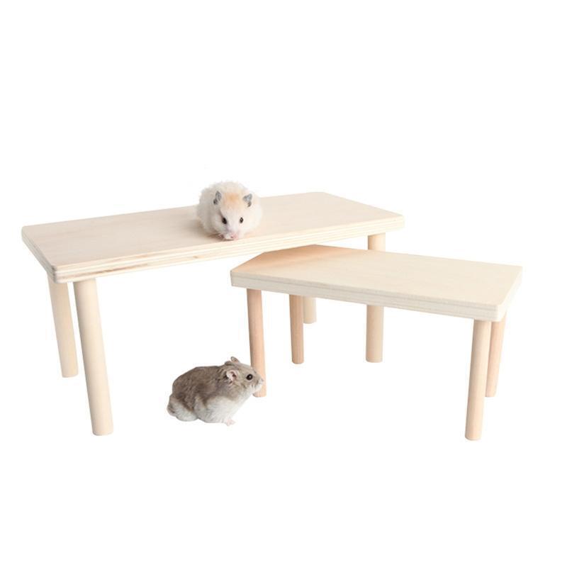 Wood Stand Platform Rectangular with Pillars for Hamster Birds Small Animals
