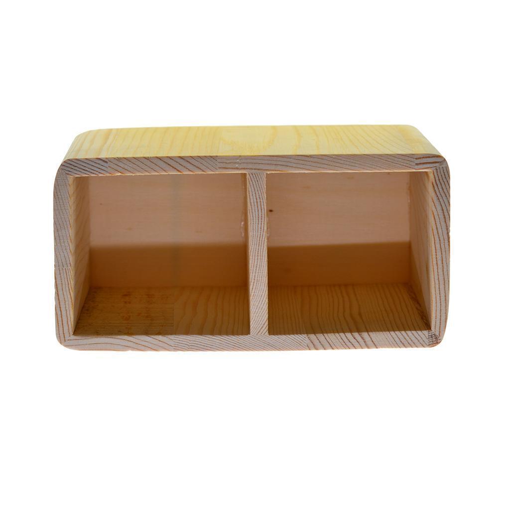 Wood Pen Pencil Holder Container Stationery Case Office Desktop Organizer