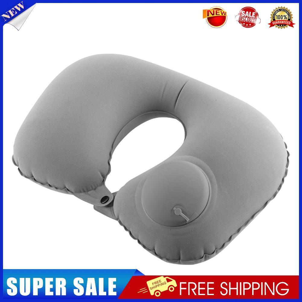 Inflatable Neck Pillow Support U Shaped Travel Pillow for Car Auto (Grey)